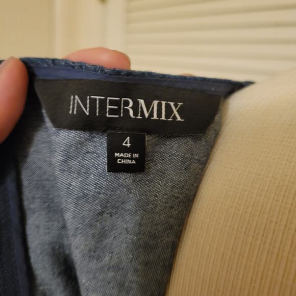 Deep V-Neck Corset Tie Cotton Denim Mini Dress Intermix Size S - Picture 8 of 8